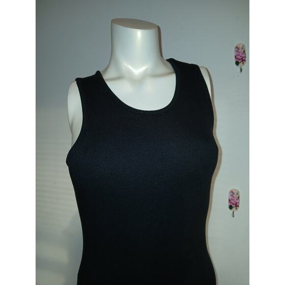 Marine Layer Medium Micro Ribbed Knit Column Dress Black Sleeveless Bodycon - Picture 2 of 5